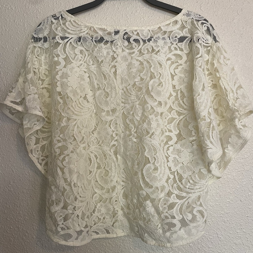 Greylin Woman's White/yellow Crochet Lace Top Sz Large Crochet Boho Cover Up